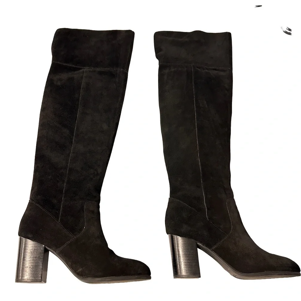 Jessica Simpson Suede Black Leather Over the Knee Heeled‎ Boots 8.5